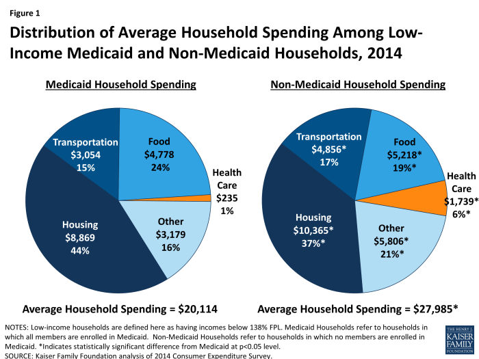 Income low health care medicaid spending households among household without kff distribution average